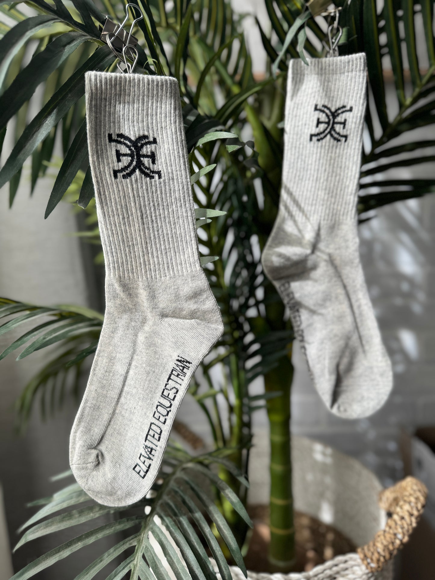 Grey Equestrian Crew Socks