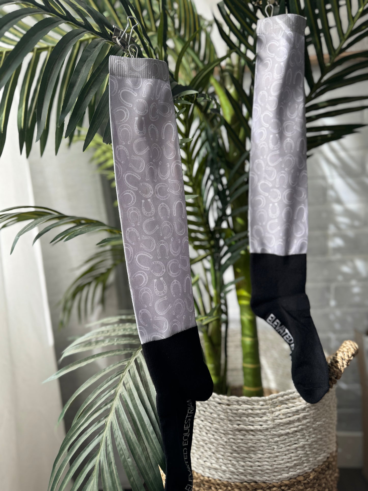 Horse Shoe Print Equestrian Over the Calf Boot Socks