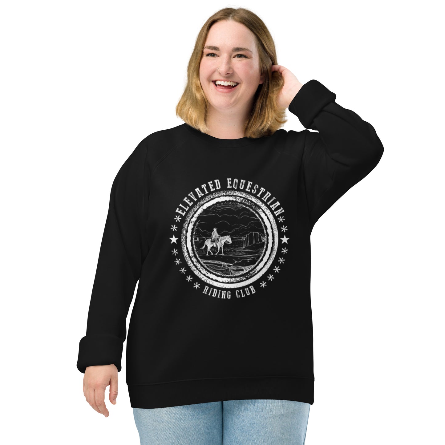 Elevated Equestrian Riding Club Black Unisex Organic Crewneck Sweatshirt