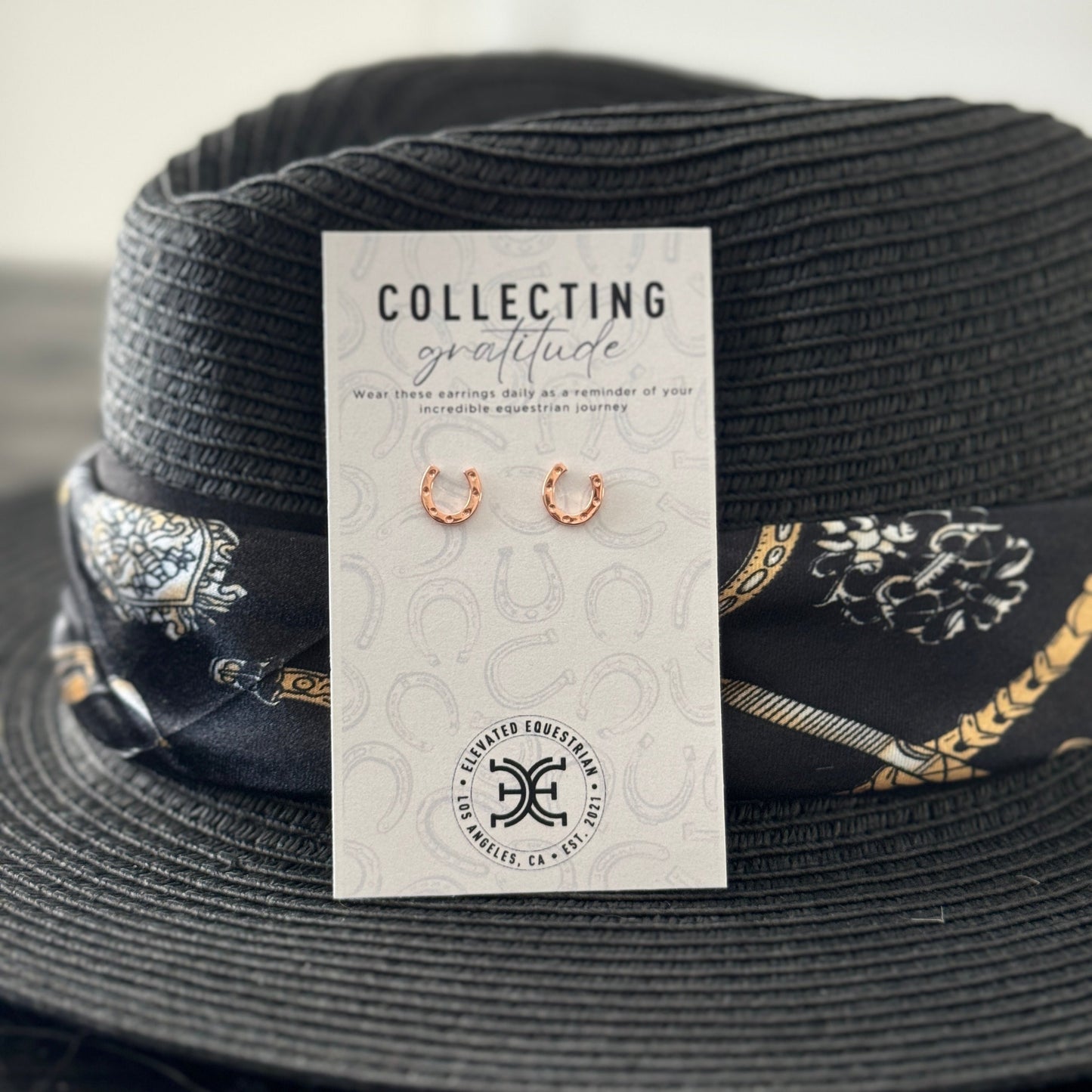 Rose Gold Horseshoe Earrings - 18K Rose Gold