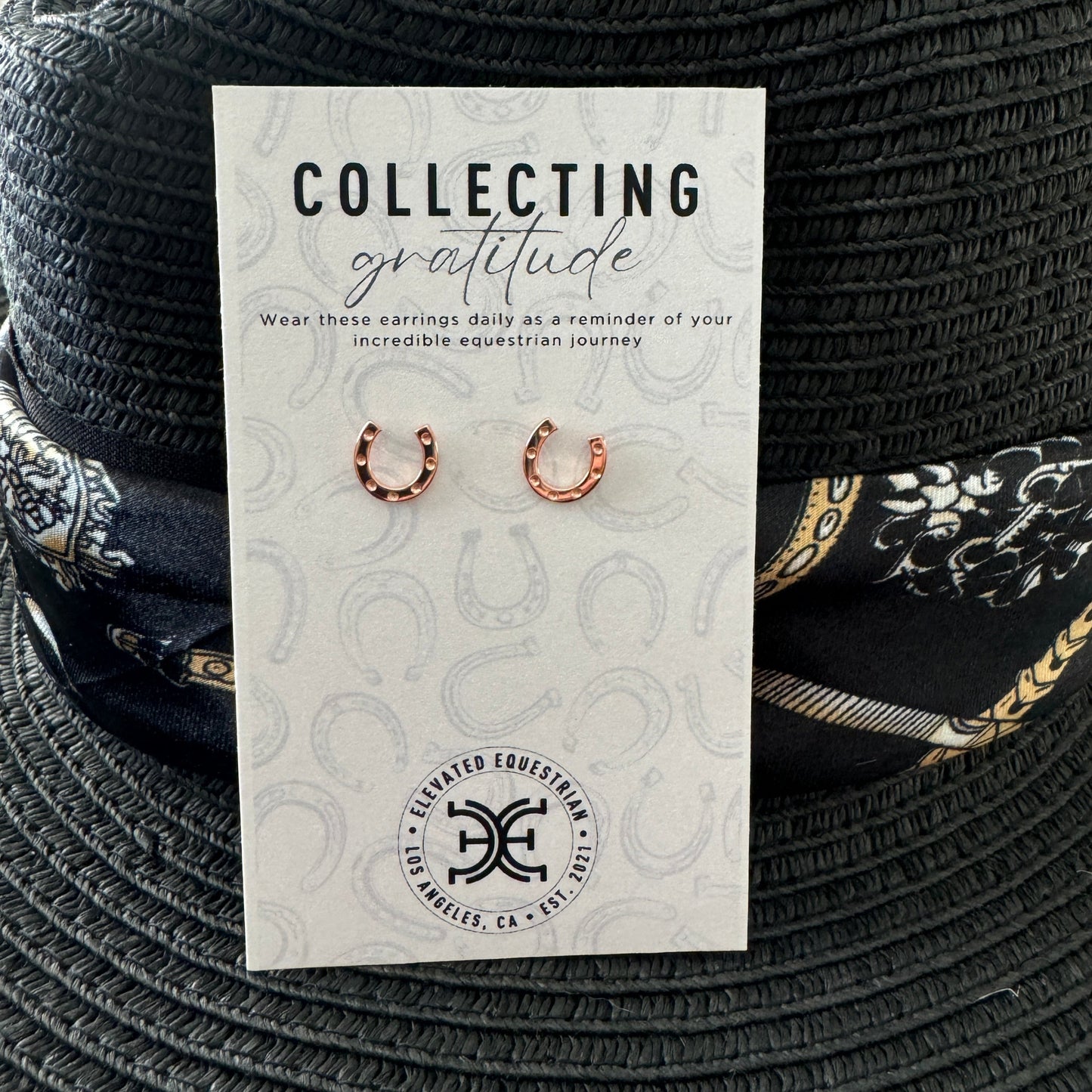 Rose Gold Horseshoe Earrings - 18K Rose Gold