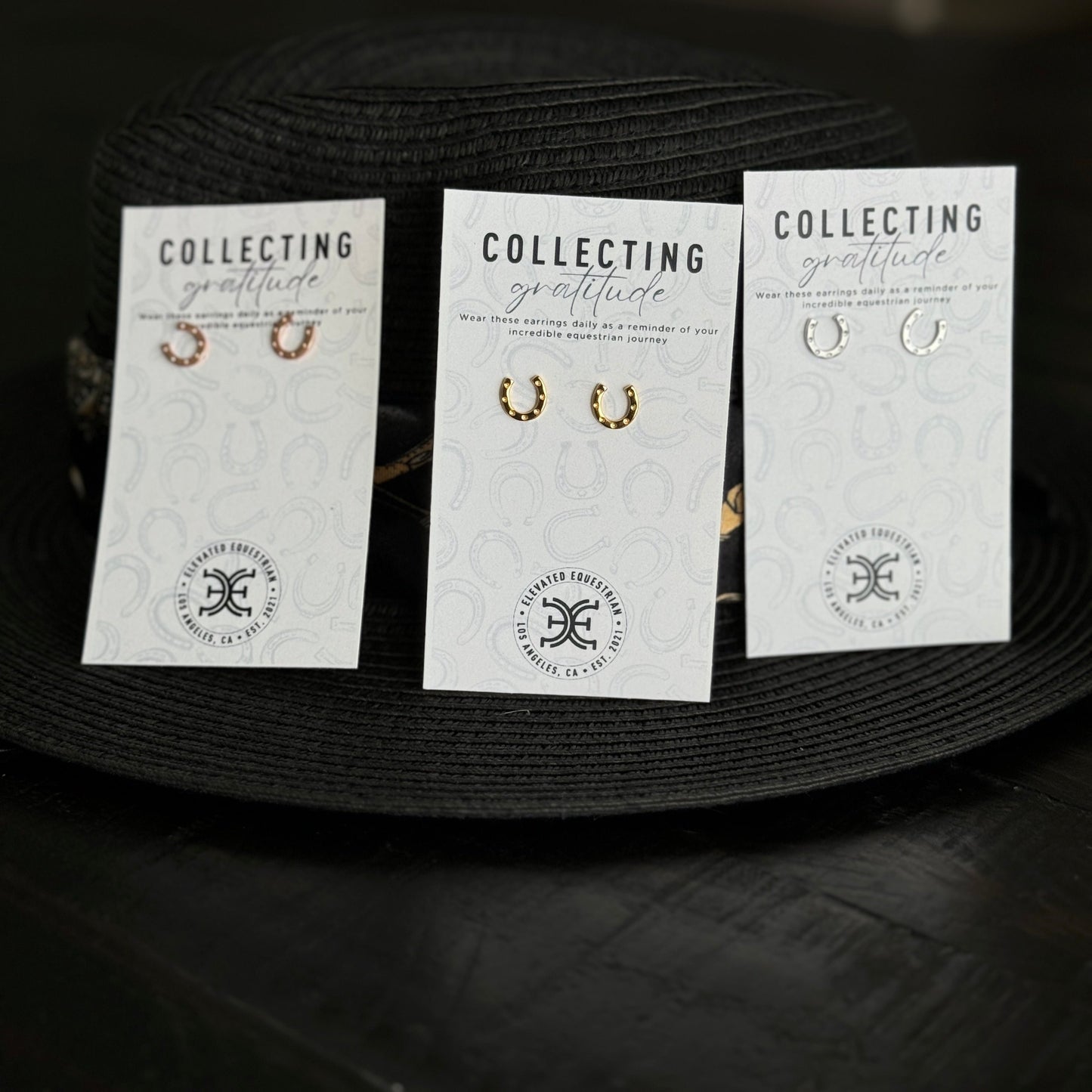 Rose Gold Horseshoe Earrings - 18K Rose Gold