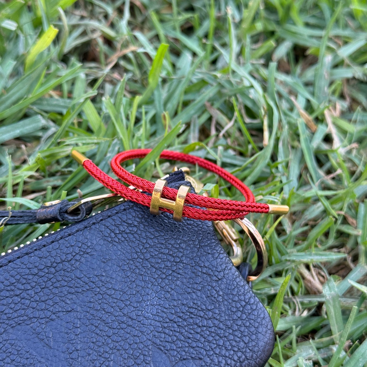 Red "H" Bracelet 18K Gold - Adjustable