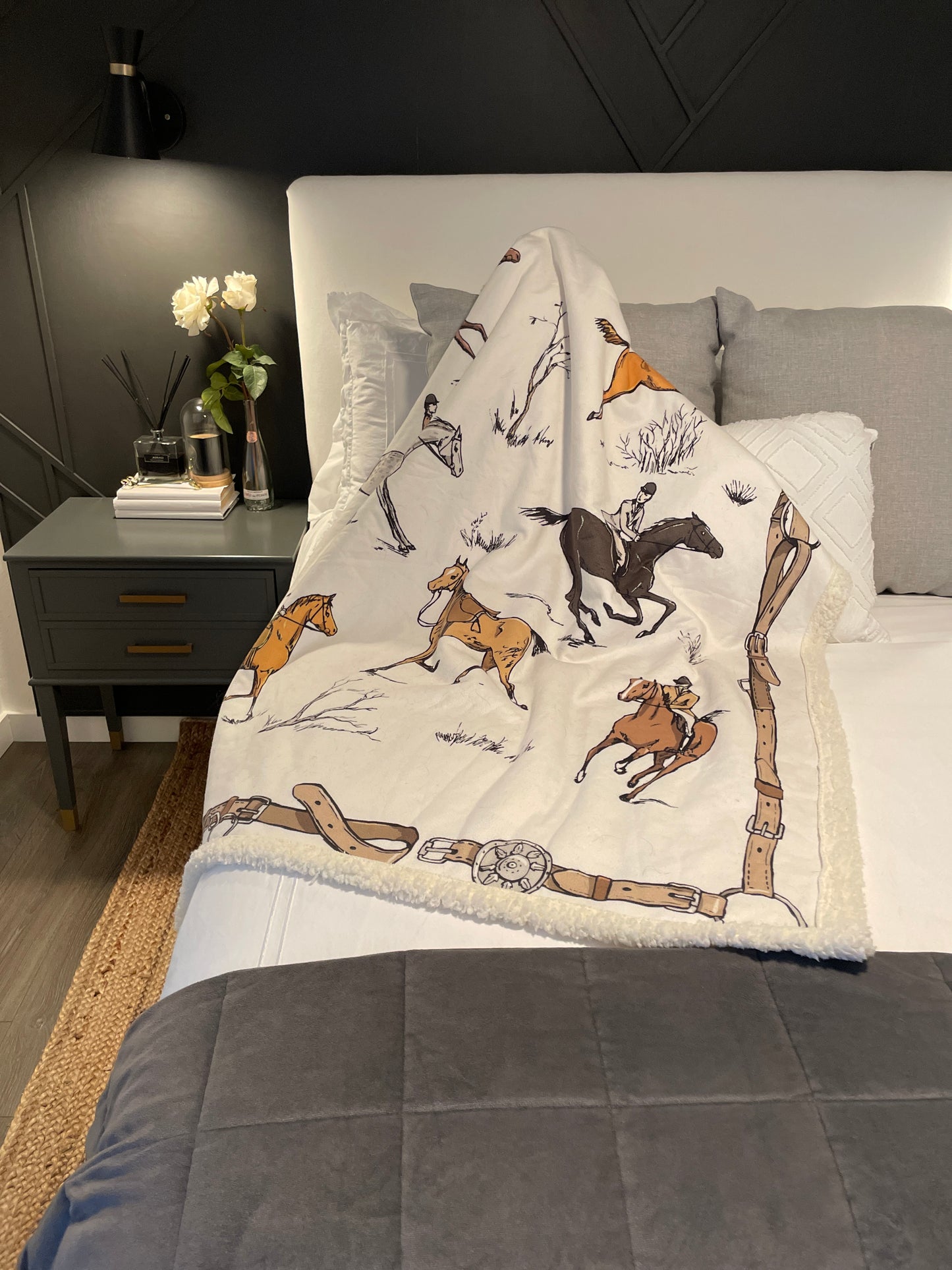 Vintage Horse Print Blanket