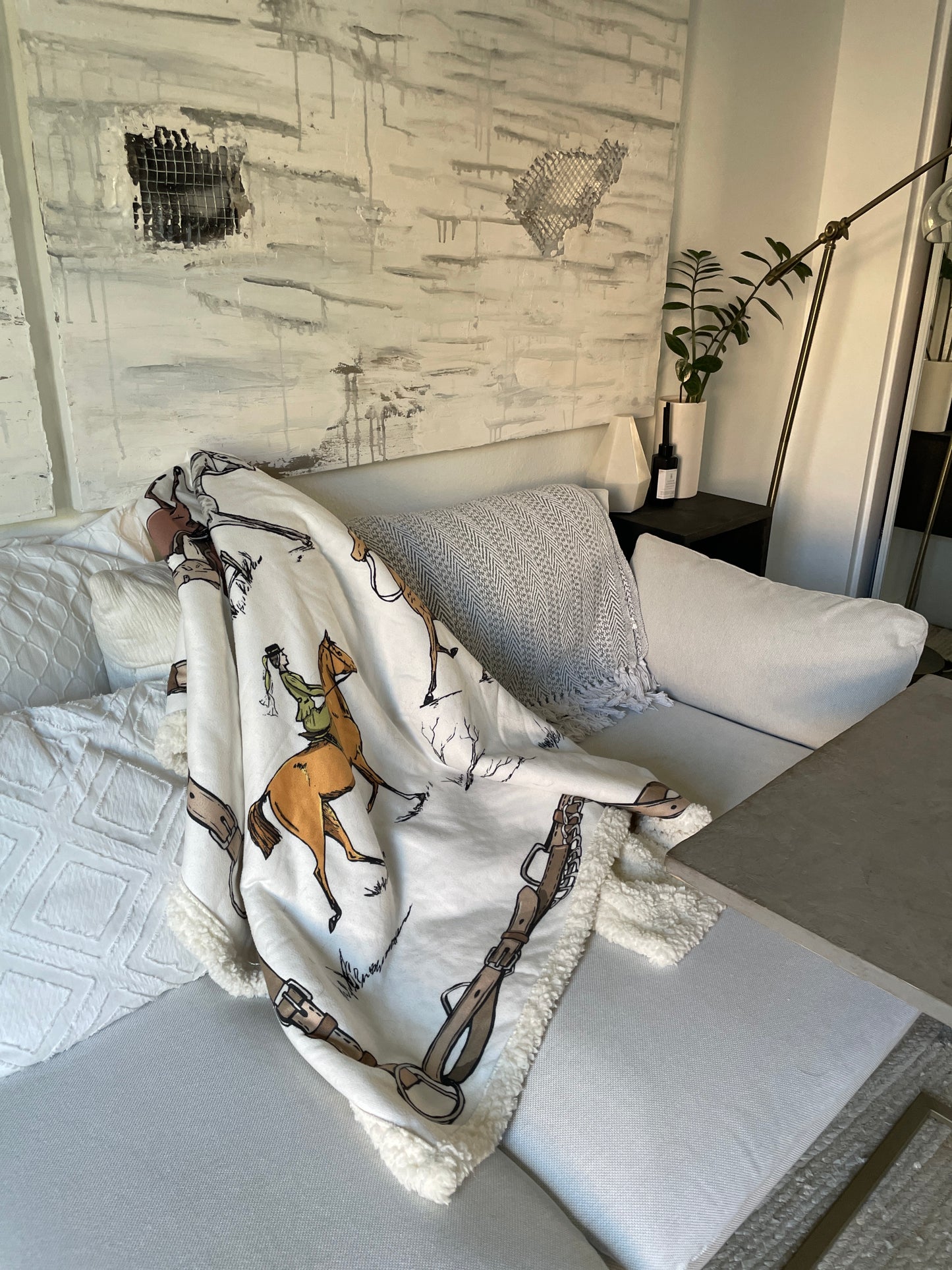 Vintage Horse Print Blanket