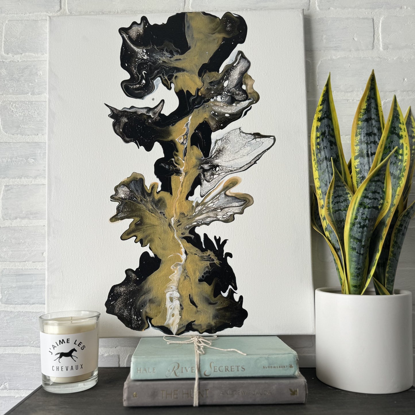 No. 28 Black + Gold Textured 16 x 20 Artwork