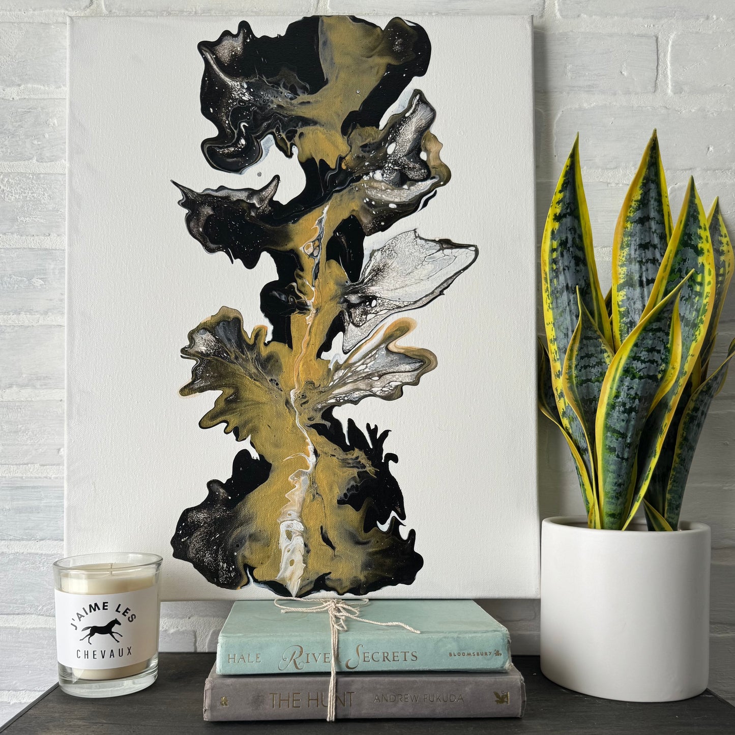 No. 28 Black + Gold Textured 16 x 20 Artwork