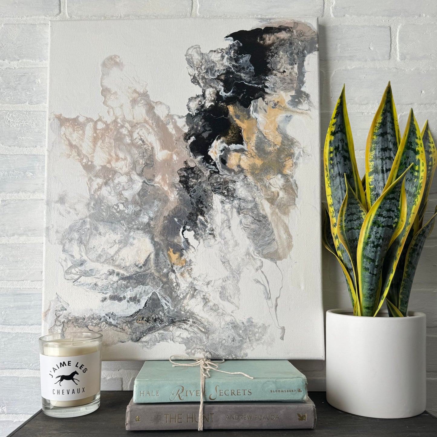 No. 29 Black, Gold + Blush Textured 16 x 20 Artwork