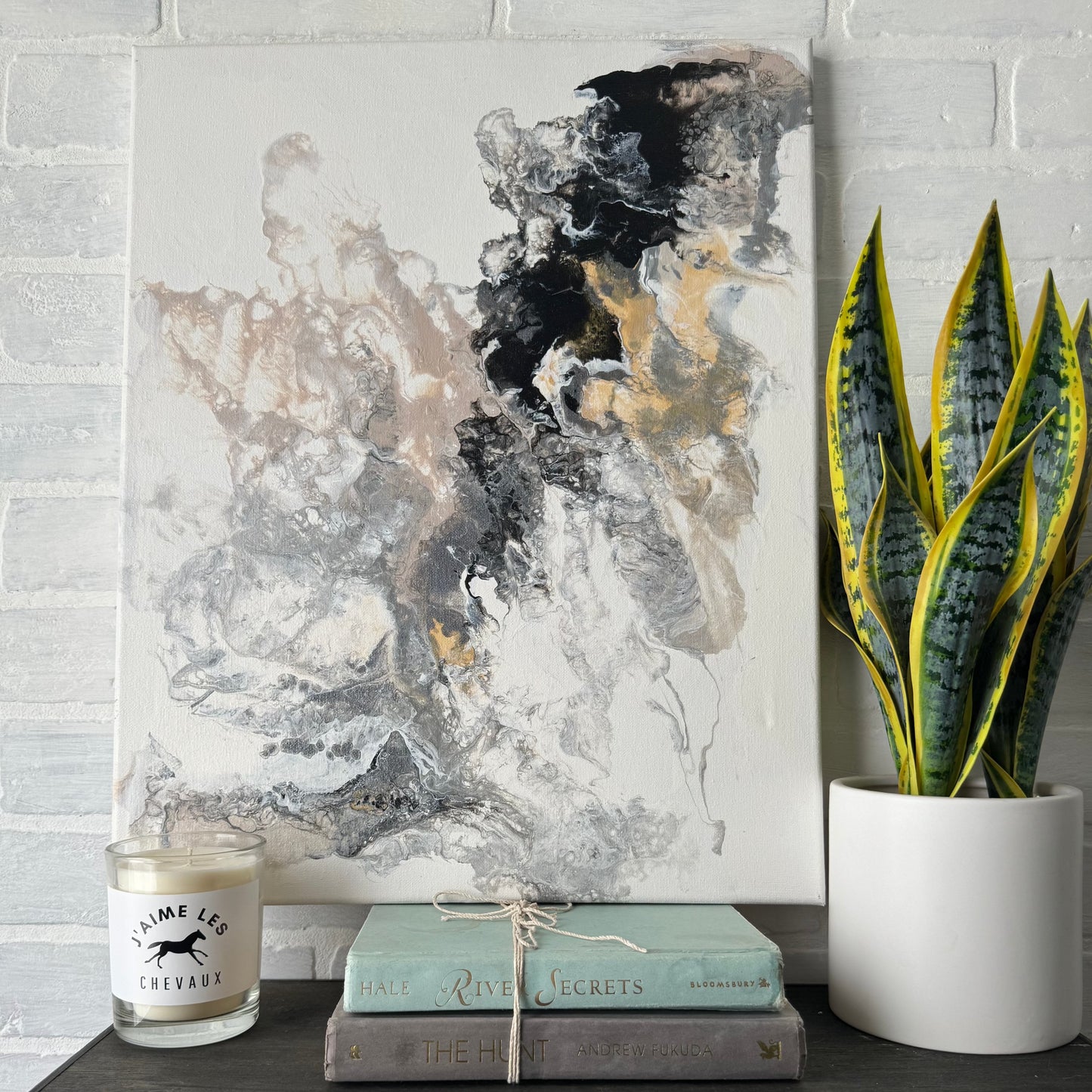 No. 29 Black, Gold + Blush Textured 16 x 20 Artwork