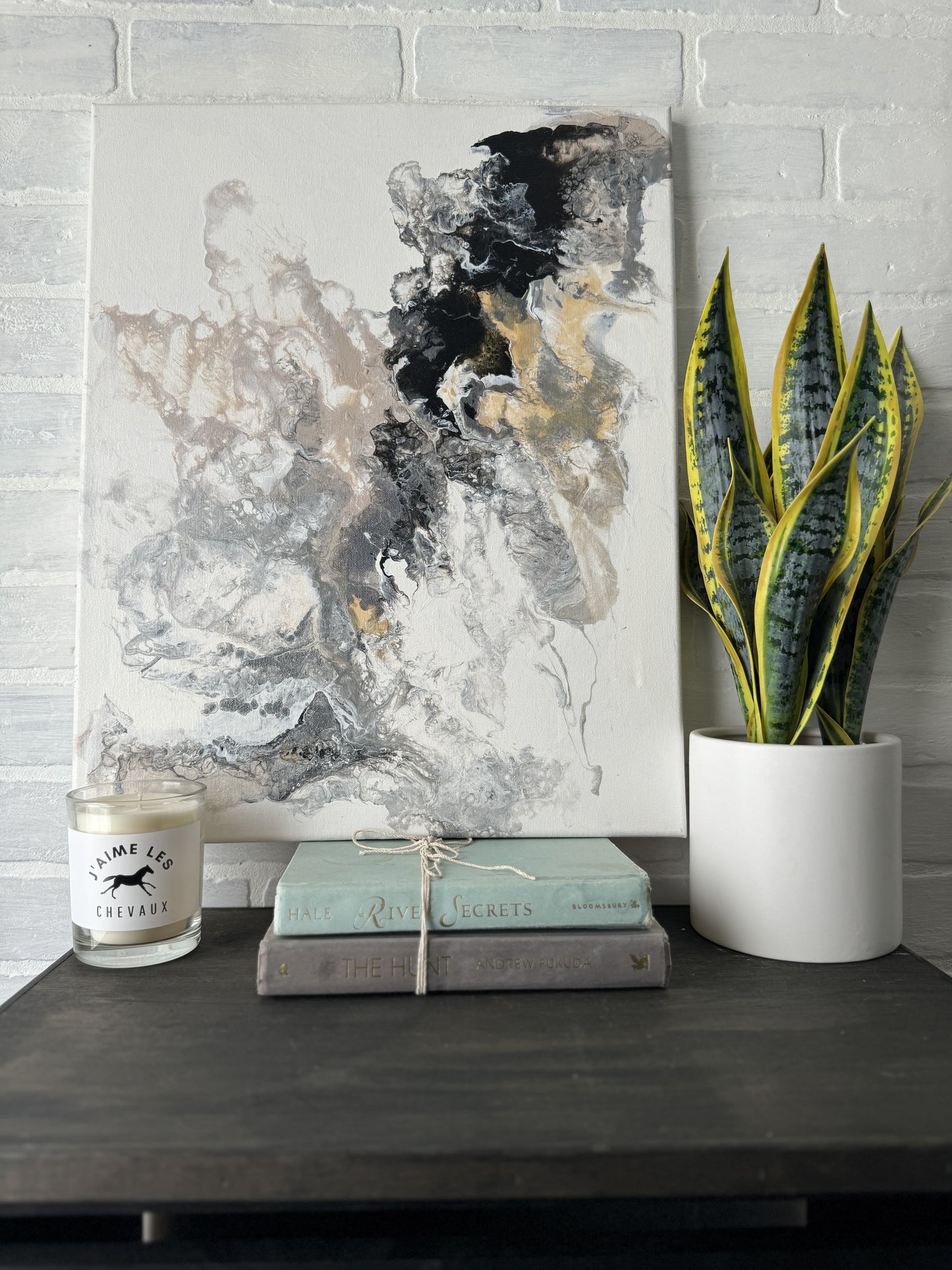 No. 29 Black, Gold + Blush Textured 16 x 20 Artwork