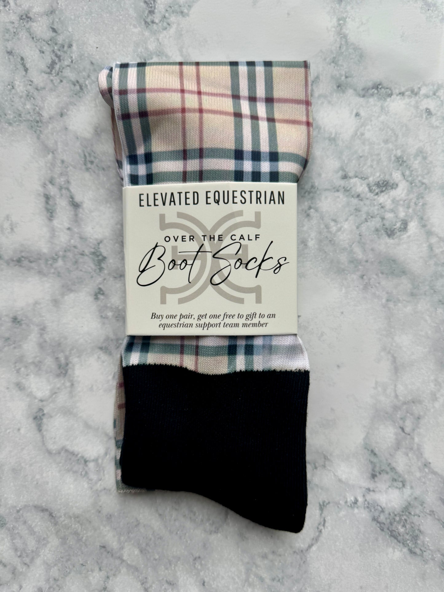 Plaid Tartan Print Equestrian Over the Calf Boot Socks