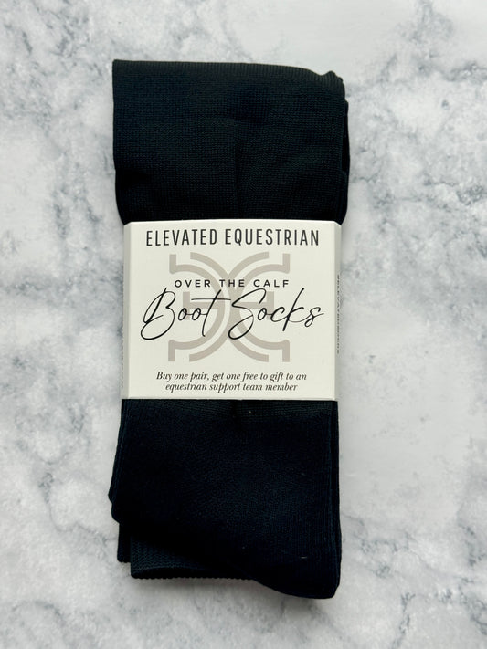 Solid Black Equestrian Over the Calf Boot Socks