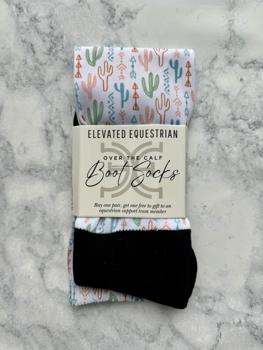 Cactus Southwest Print Equestrian Over the Calf Boot Socks
