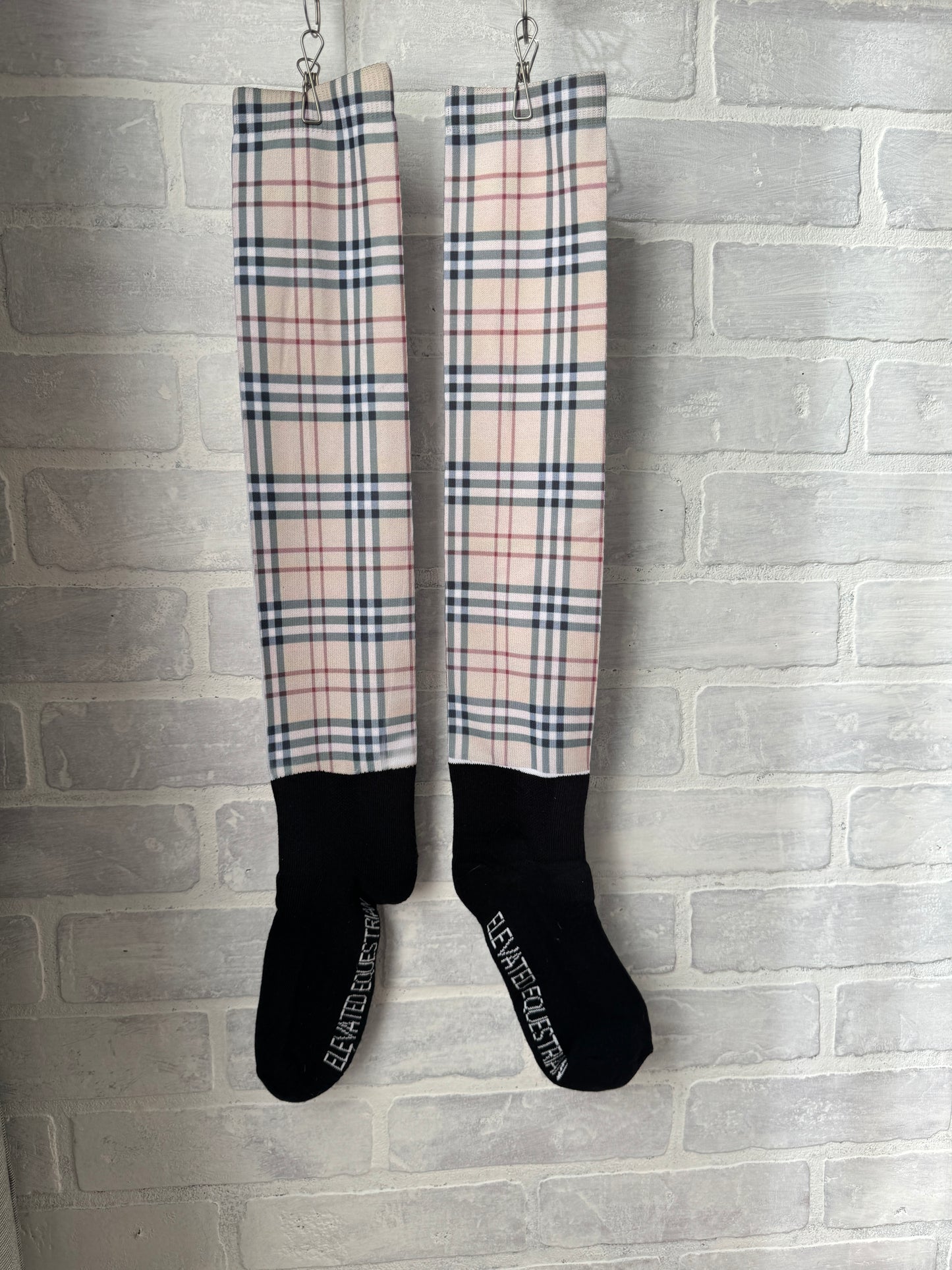 Plaid Tartan Print Equestrian Over the Calf Boot Socks