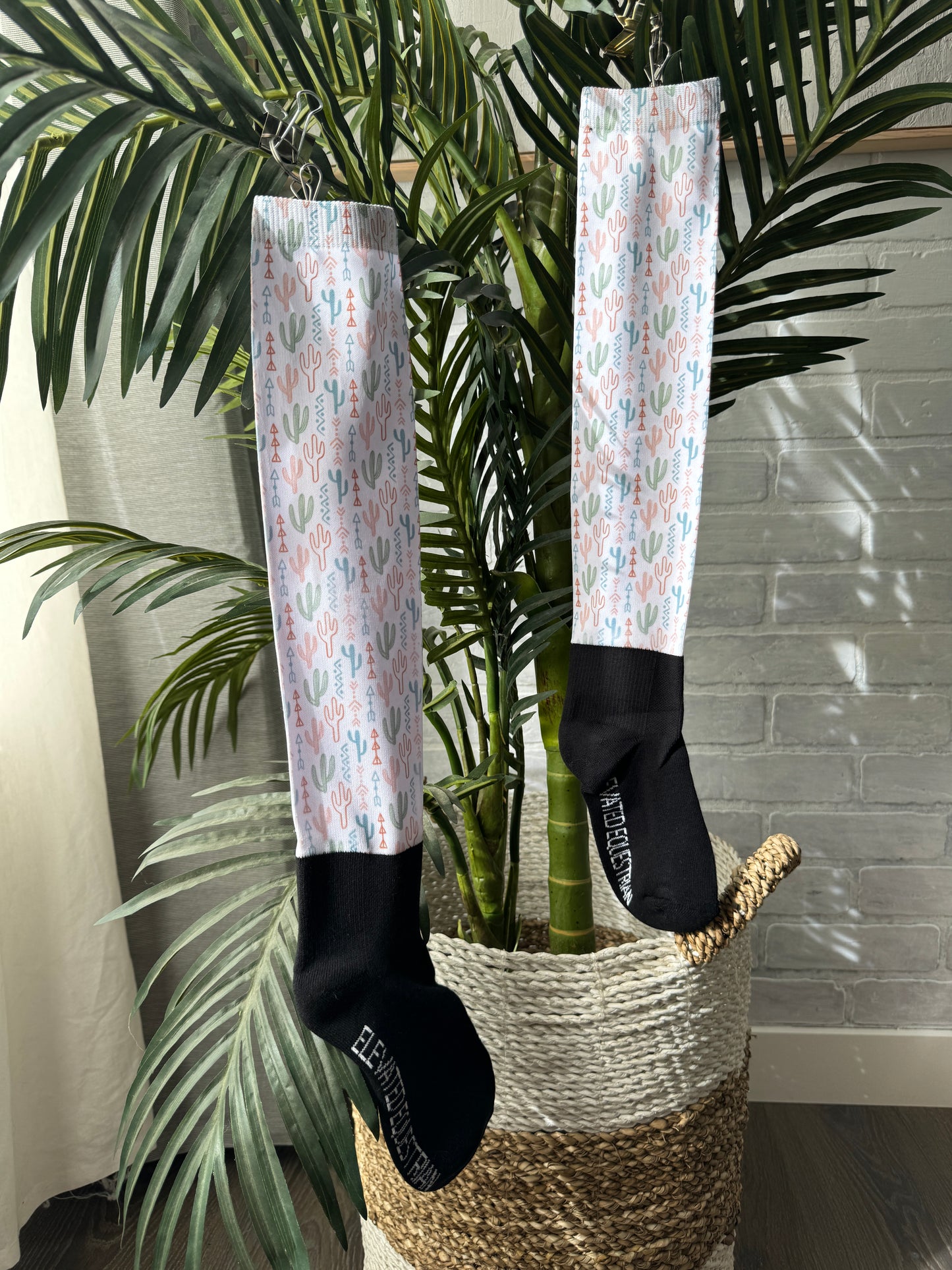 Cactus Southwest Print Equestrian Over the Calf Boot Socks
