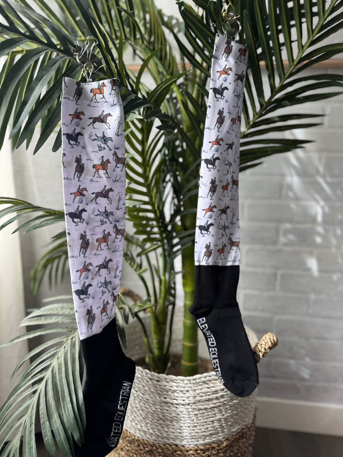 Horse Print Equestrian Over the Calf Boot Socks
