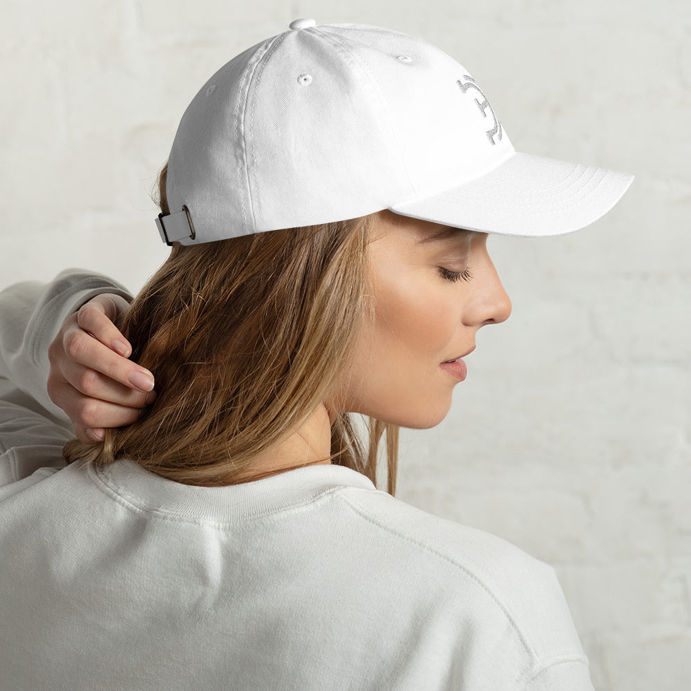 Elevated Equestrian Logo White on White Dad hat