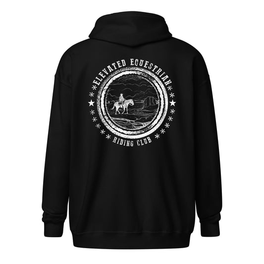 Elevated Equestrian Riding Club Black Unisex Zip-up Hooded Sweatshirt