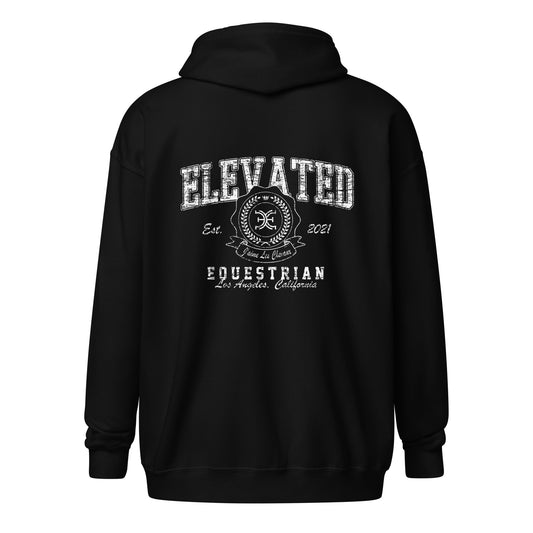 Elevated Equestrian Black Unisex Zip-up Hooded Sweatshirt
