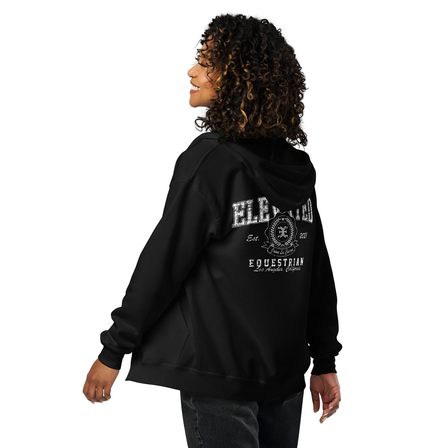 Elevated Equestrian Black Unisex Zip-up Hooded Sweatshirt
