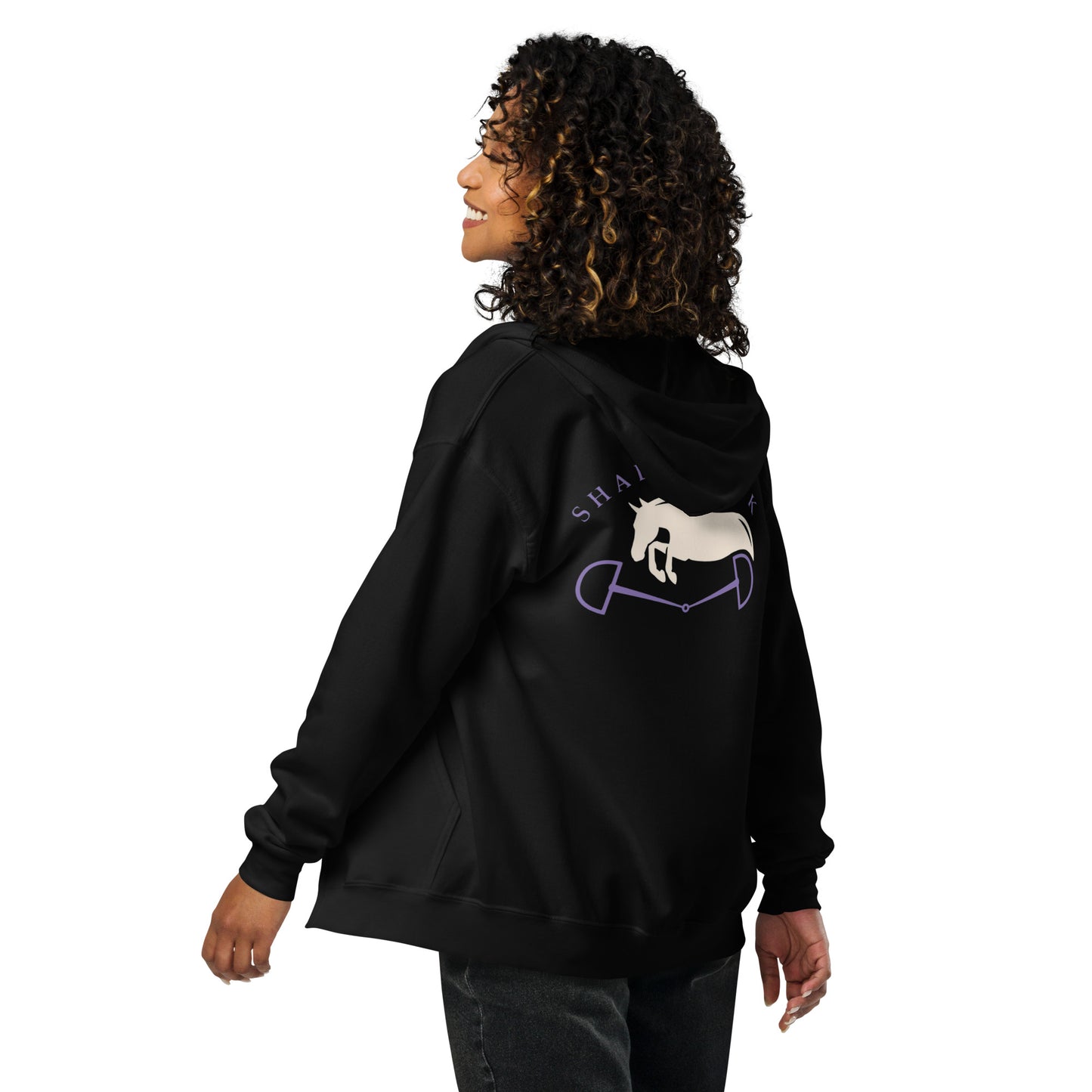 Shadowbrook Stables Black Unisex zip hoodie - Large Logo Back