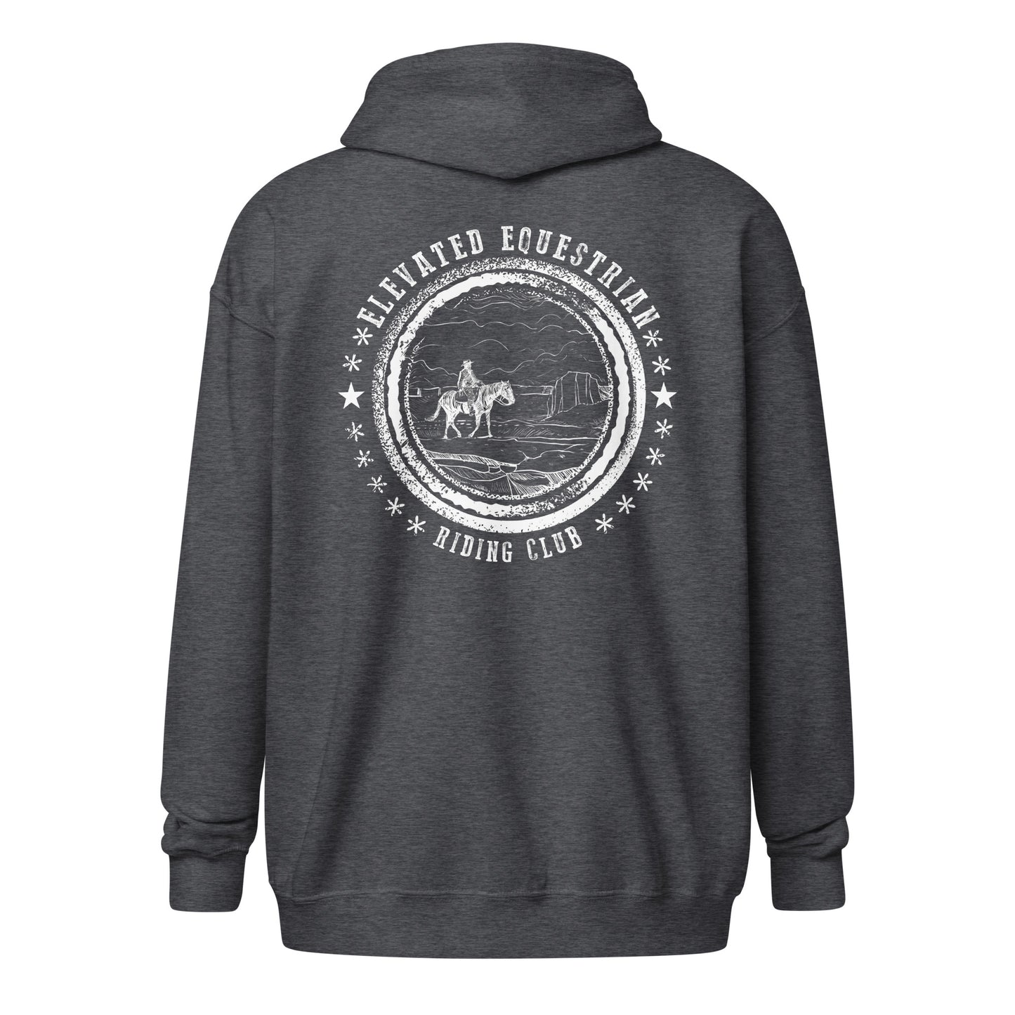 Elevated Equestrian Riding Club Charcoal Grey Unisex Zip-up Hooded Sweatshirt
