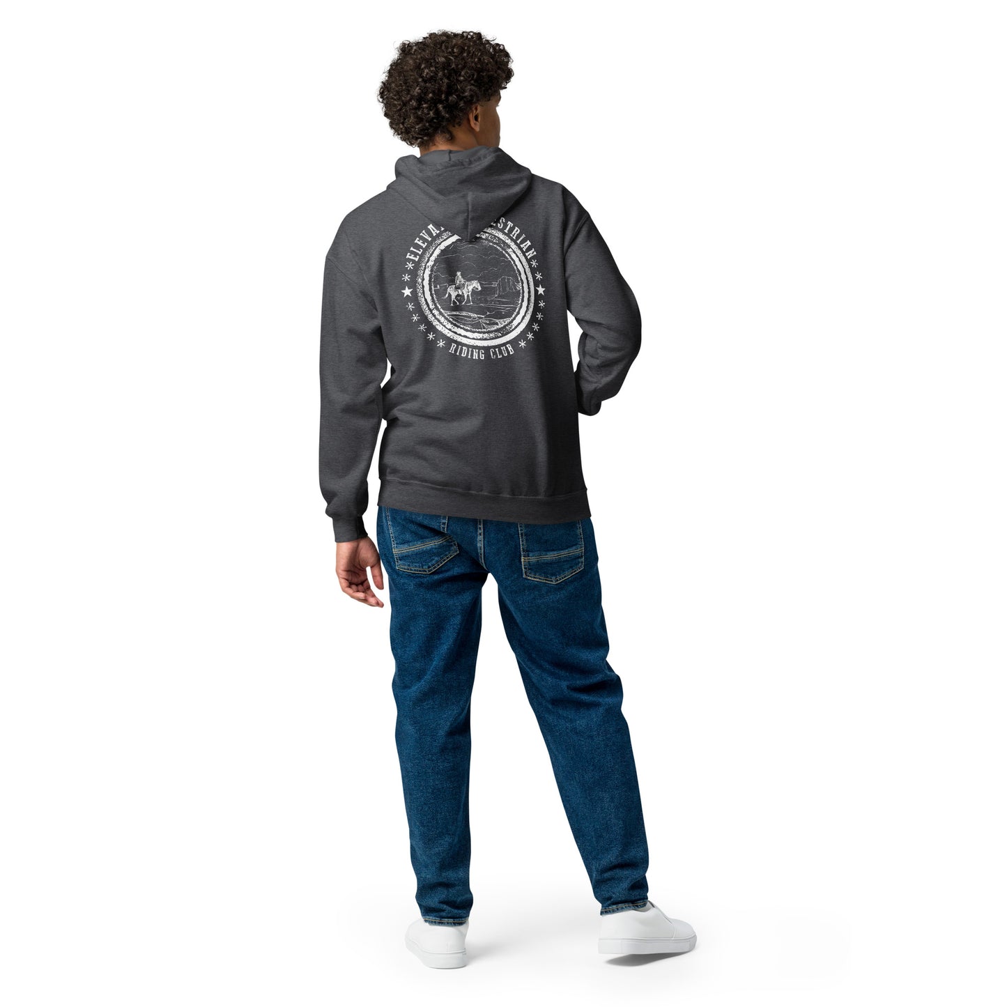 Elevated Equestrian Riding Club Charcoal Grey Unisex Zip-up Hooded Sweatshirt
