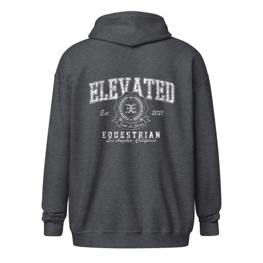 Elevated Equestrian Charcoal Grey Unisex Zip-up Hooded Sweatshirt