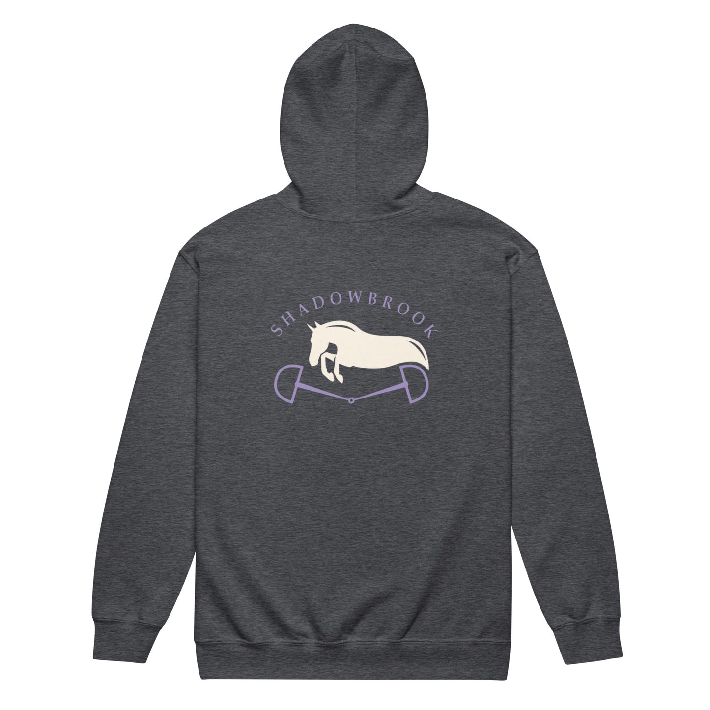 Shadowbrook Stables Dark Grey Unisex zip hoodie - Large Logo Back