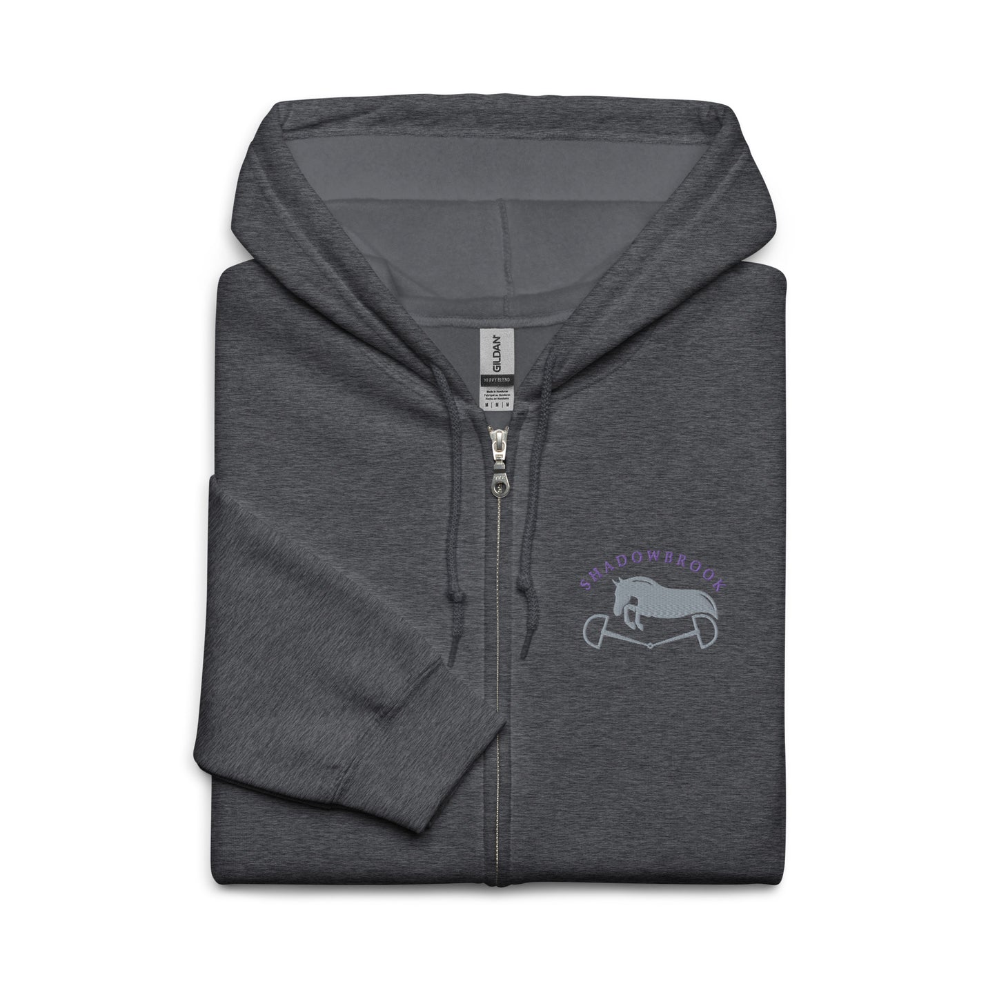 Shadowbrook Stables Dark Grey Unisex zip hoodie - Small Logo Front