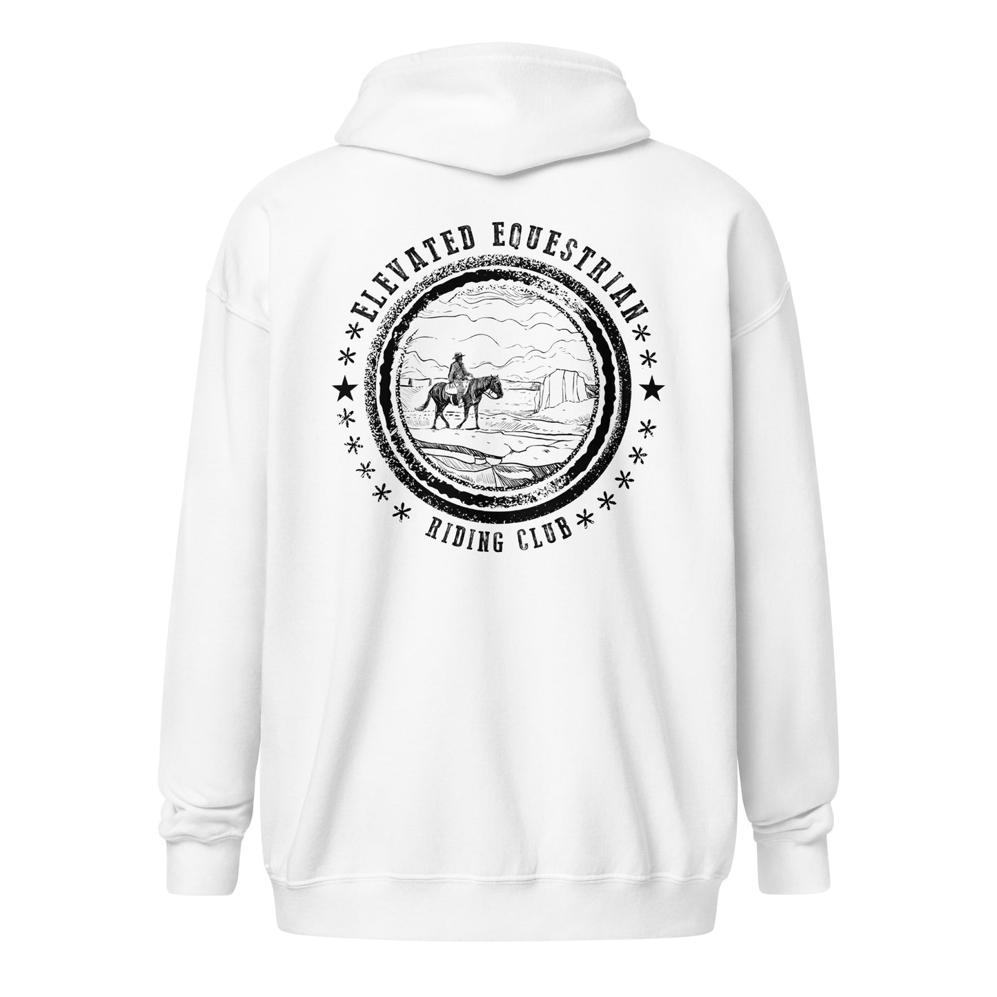 Elevated Equestrian Riding Club White Unisex Zip-up Hooded Sweatshirt
