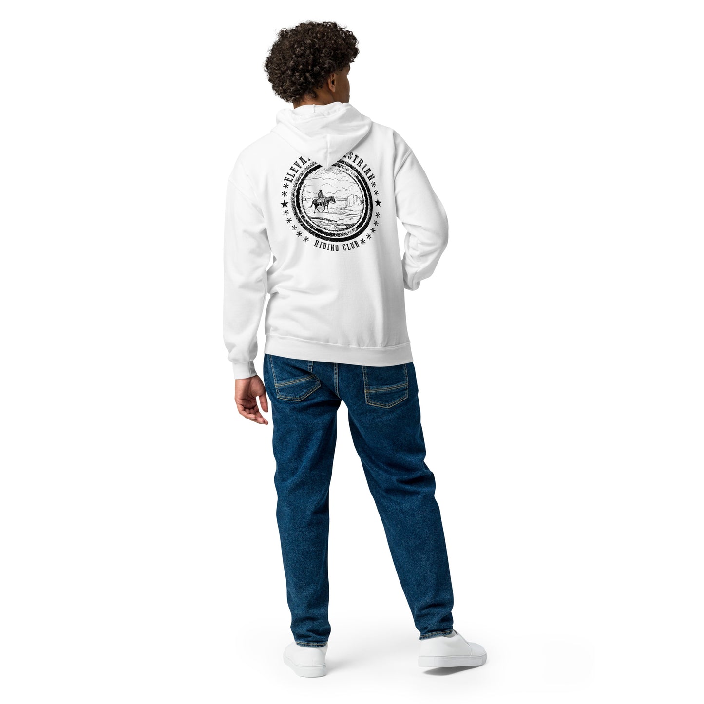 Elevated Equestrian Riding Club White Unisex Zip-up Hooded Sweatshirt
