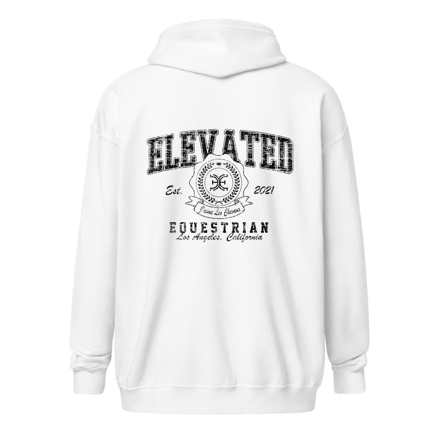 Elevated Equestrian White Unisex Zip-up Hooded Sweatshirt