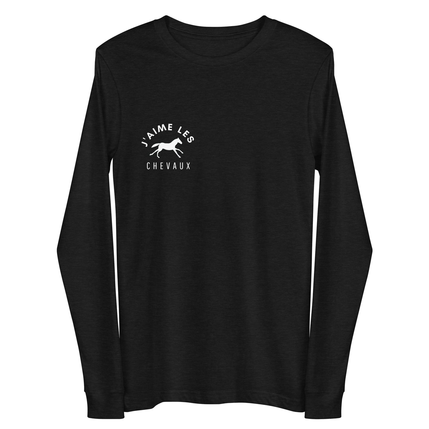 "I Love Horses" In French - Black Unisex Long Sleeve Tee
