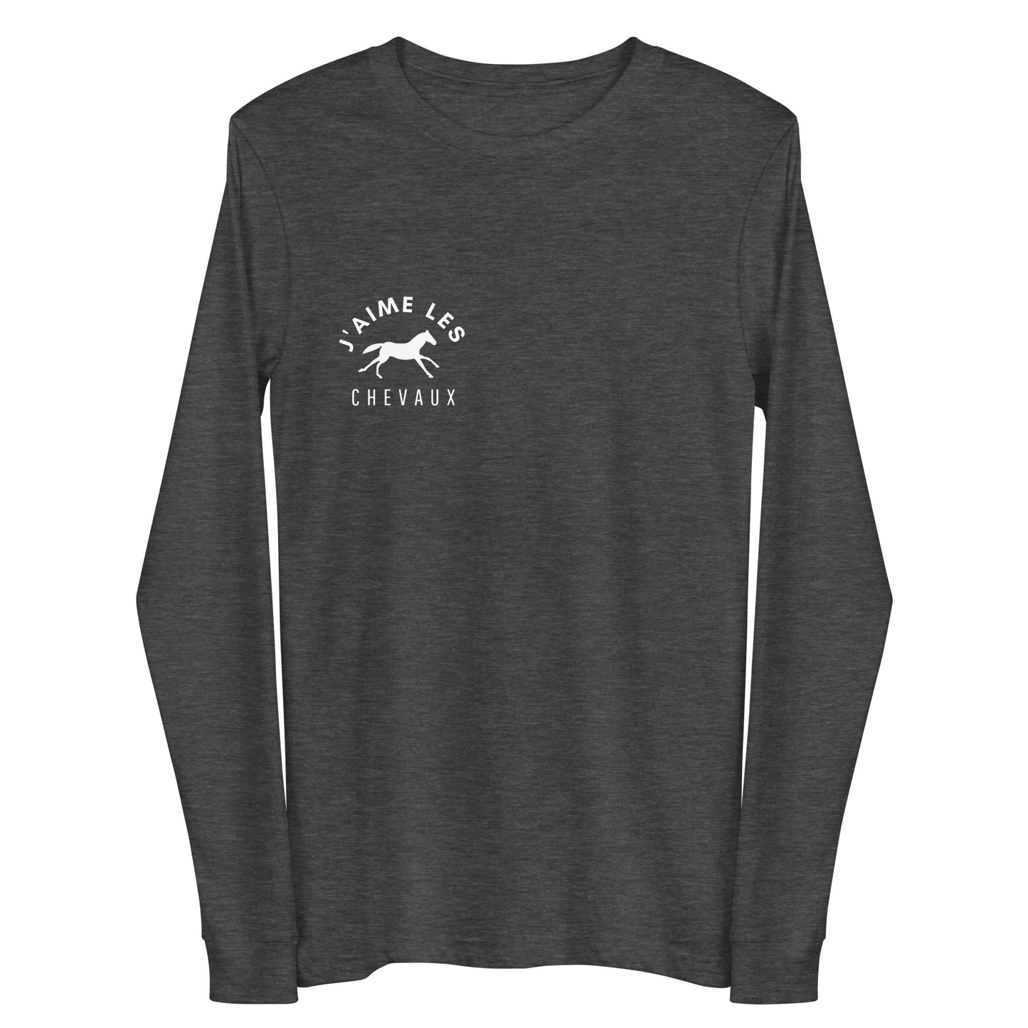 "I Love Horses" In French - Gray Unisex Long Sleeve Tee