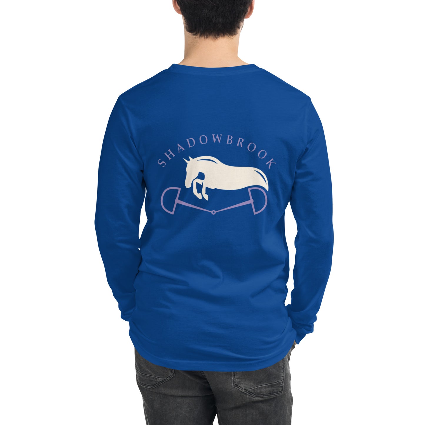 Shadowbrook Stables Royal Blue Unisex Long Sleeve Tee - Large Logo Back
