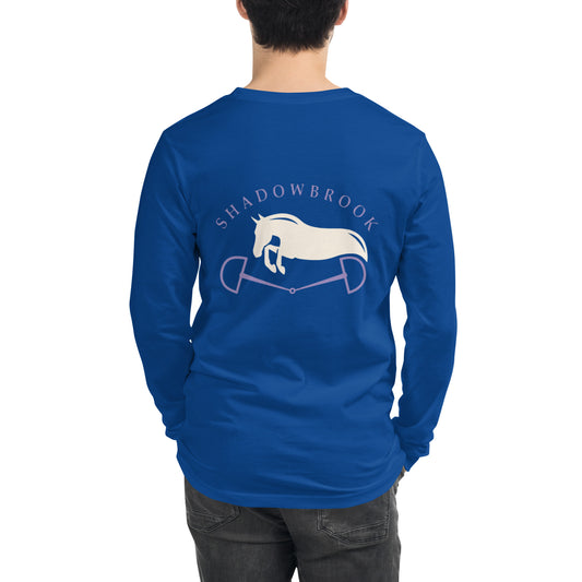 Shadowbrook Stables Royal Blue Unisex Long Sleeve Tee - Large Logo Back