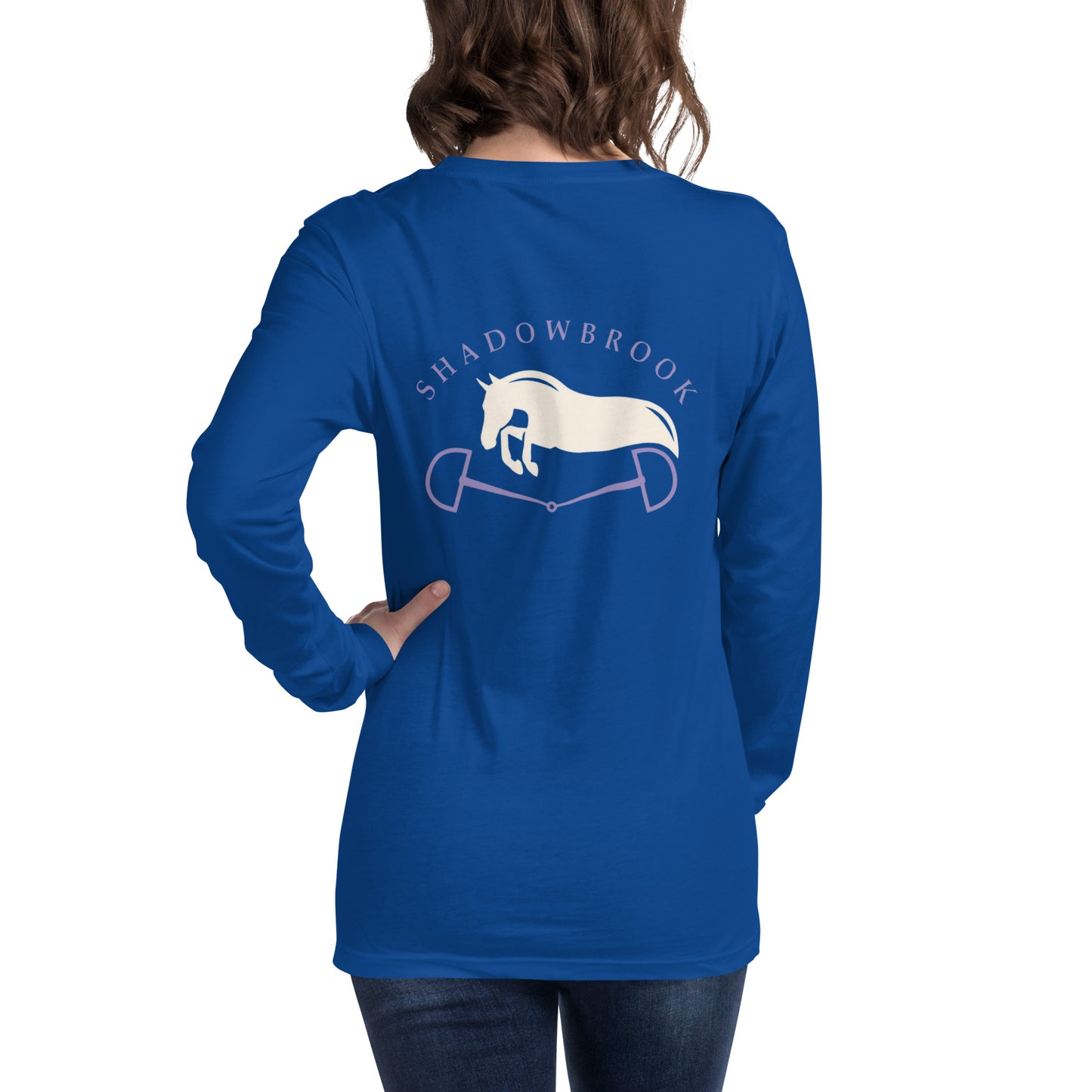Shadowbrook Stables Royal Blue Unisex Long Sleeve Tee - Large Logo Back
