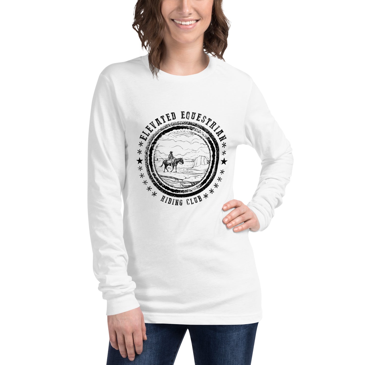 Elevated Equestrian Riding Club White Unisex Long Sleeve Tee