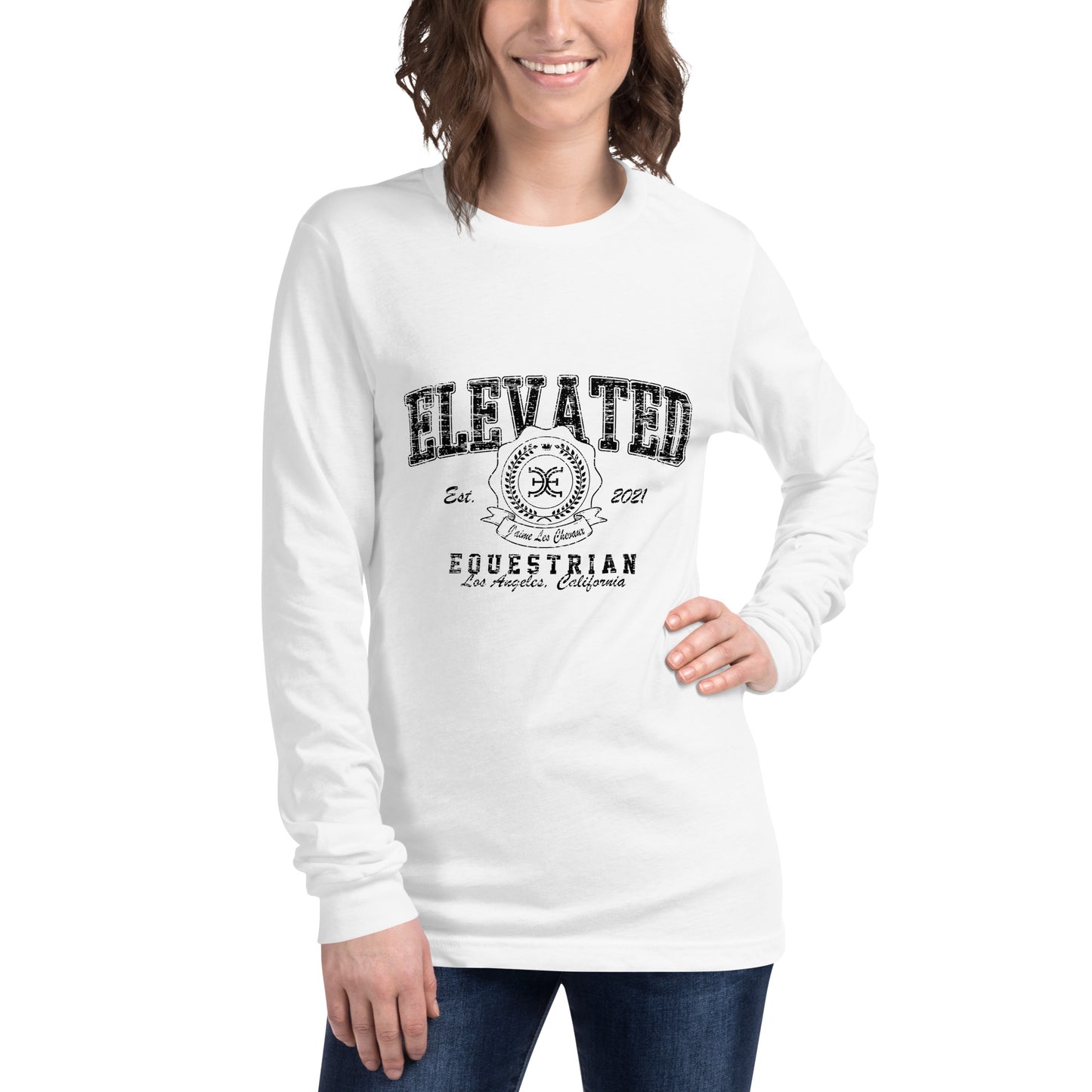 Elevated Equestrian White Unisex Long Sleeve Tee