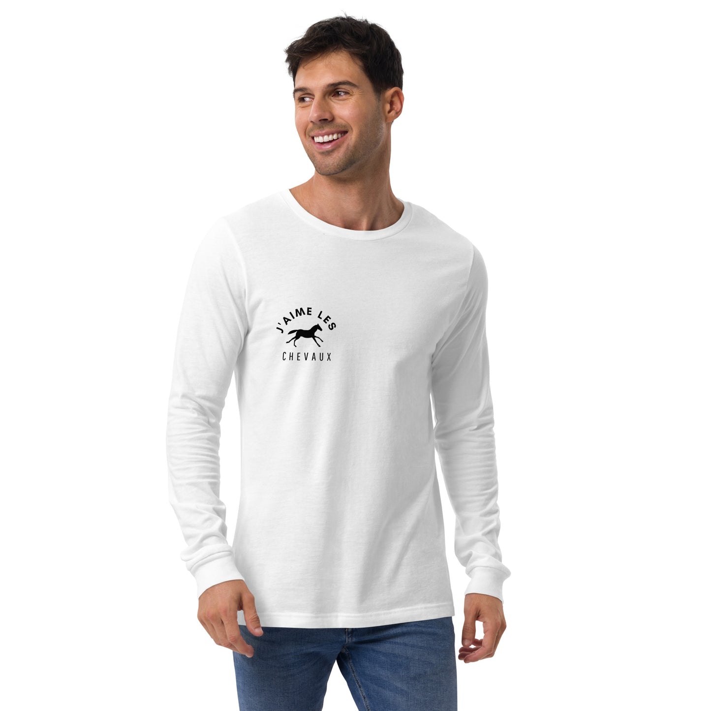 "I Love Horses" In French - White Unisex Long Sleeve Tee