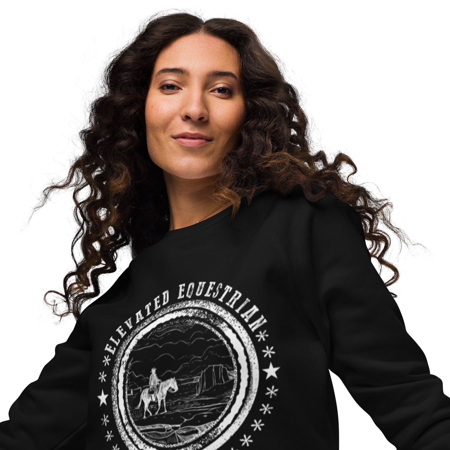 Elevated Equestrian Riding Club Black Unisex Organic Crewneck Sweatshirt