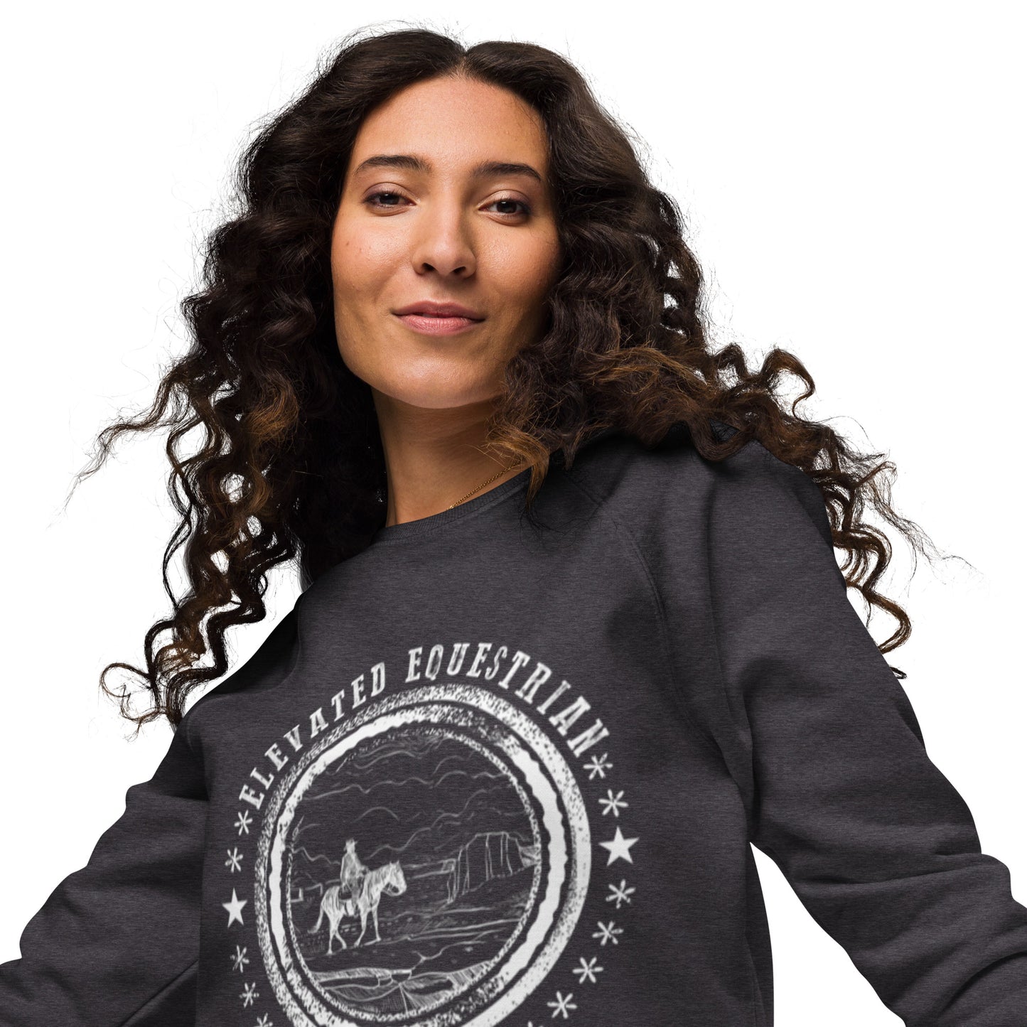 Elevated Equestrian Riding Club Charcoal Grey Unisex Organic Crewneck Sweatshirt