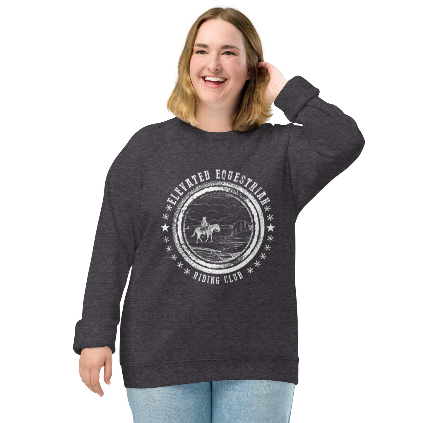 Elevated Equestrian Riding Club Charcoal Grey Unisex Organic Crewneck Sweatshirt