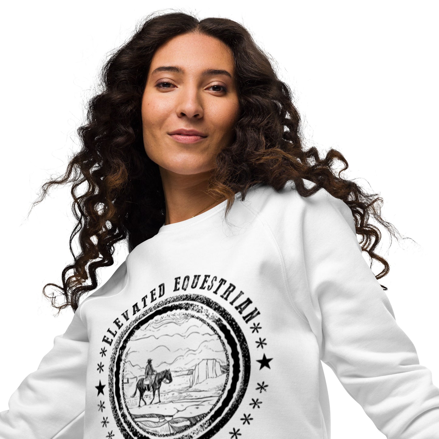 Elevated Equestrian Riding Club White Unisex Organic Crewneck Sweatshirt