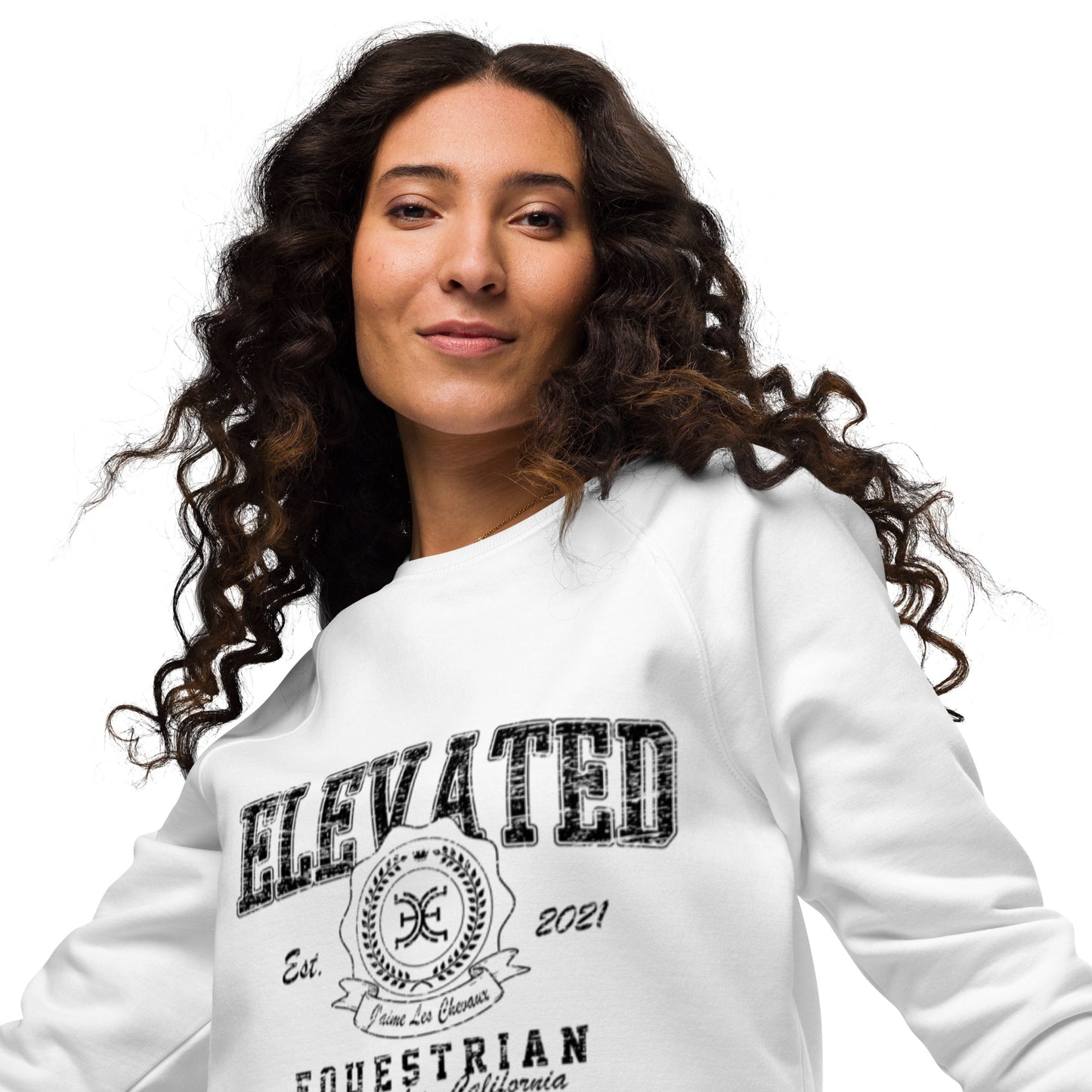 Elevated Equestrian White Unisex Organic Crewneck Sweatshirt