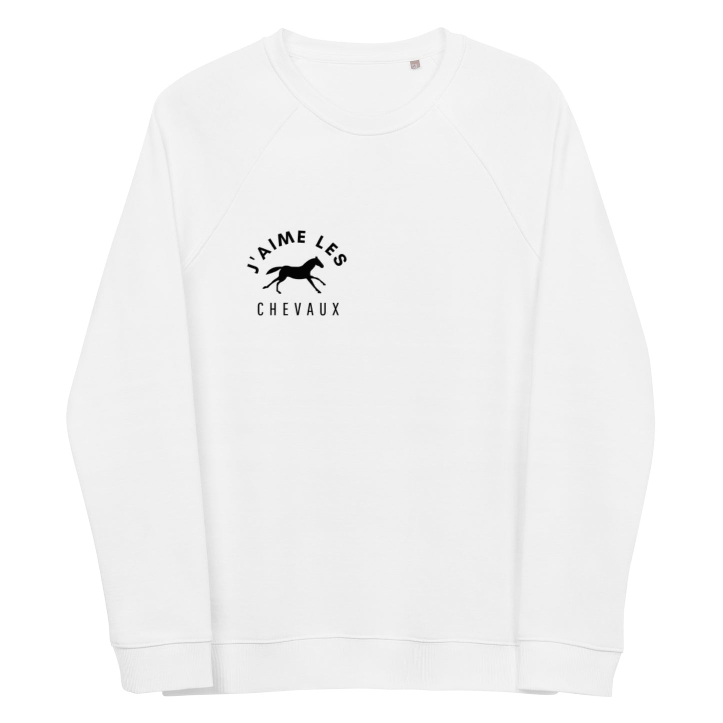 "I Love Horses" In French - White Unisex Organic Crewneck Sweatshirt