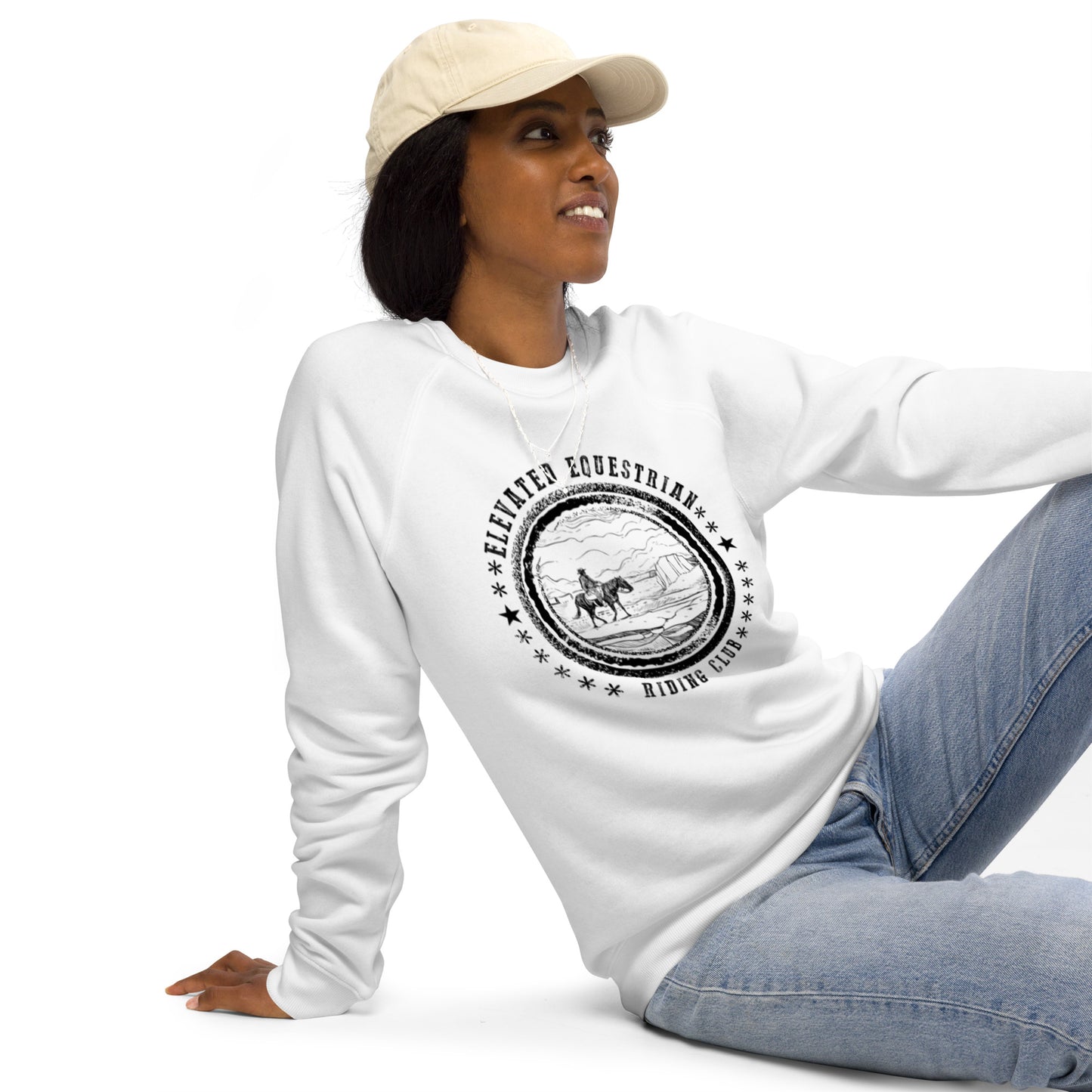 Elevated Equestrian Riding Club White Unisex Organic Crewneck Sweatshirt