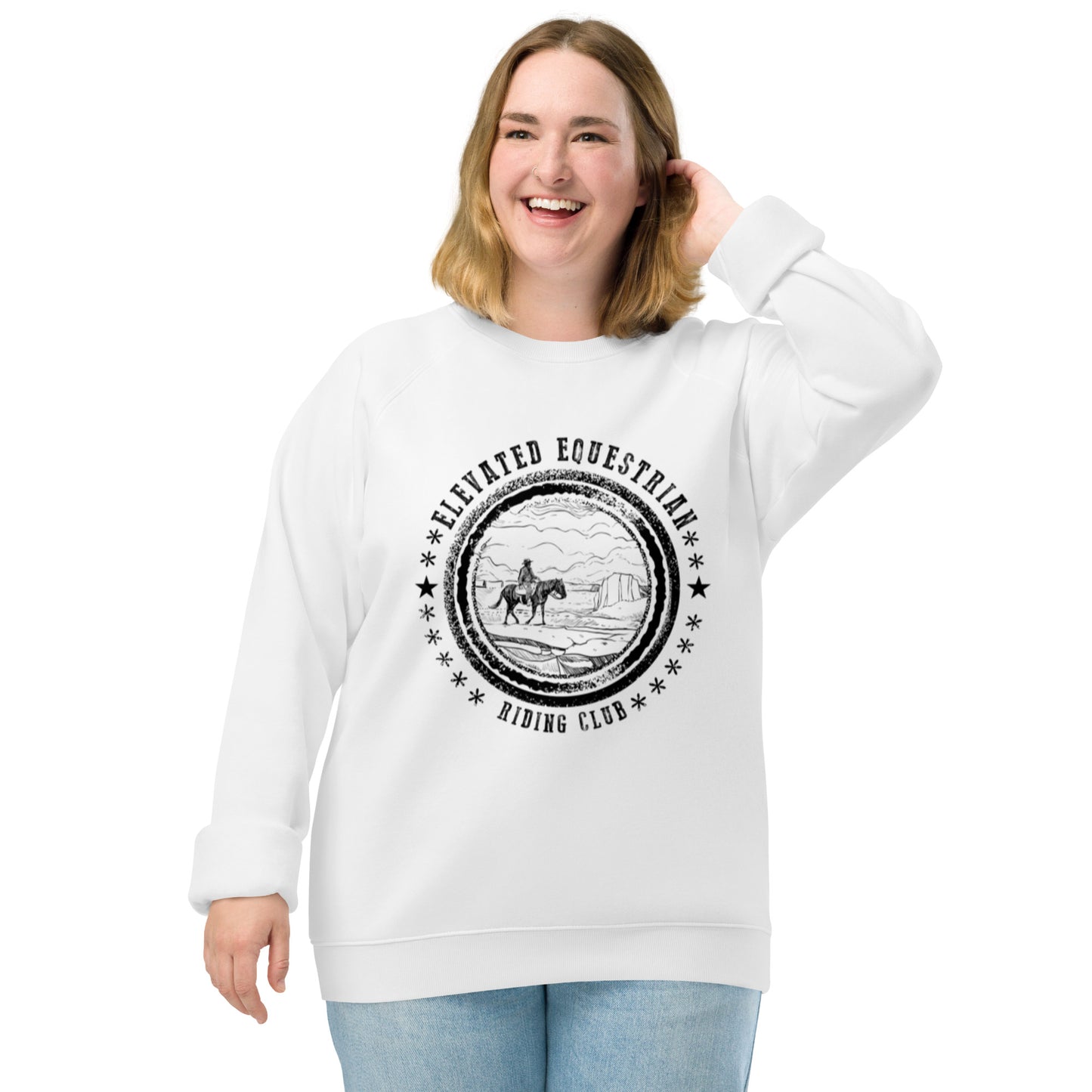 Elevated Equestrian Riding Club White Unisex Organic Crewneck Sweatshirt