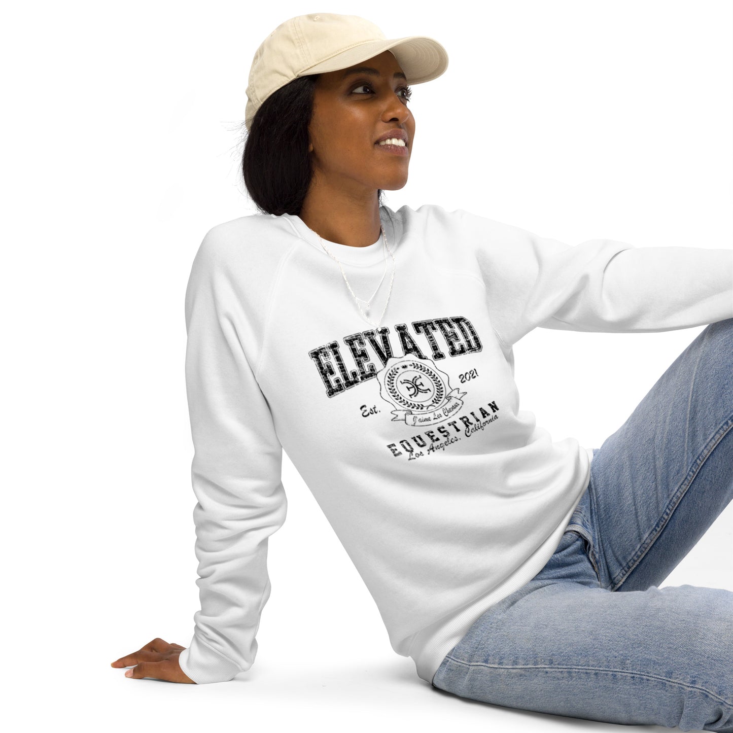 Elevated Equestrian White Unisex Organic Crewneck Sweatshirt